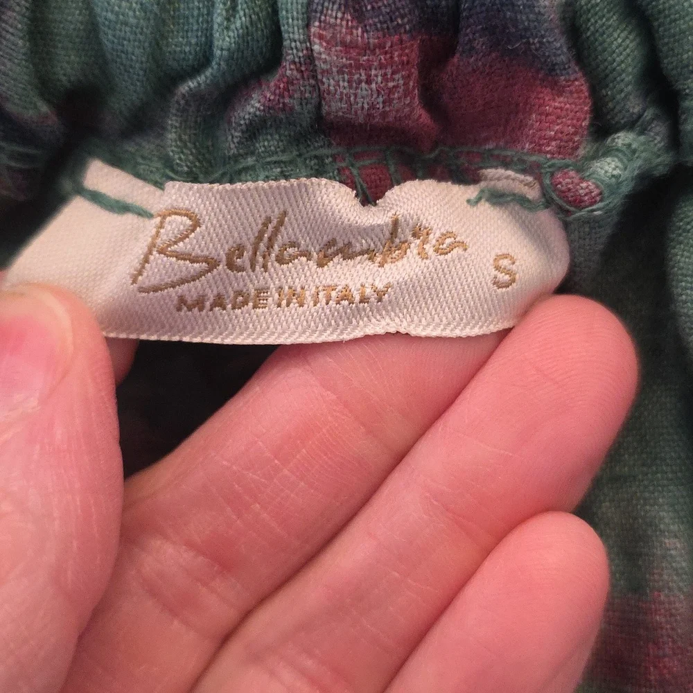 BELLAMBRA‎ Art To Wear Abstract Floral 100% Linen Halter-style Dress Size Small